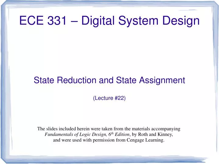 state reduction and state assignment lecture 22