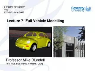 Lecture 7- Full Vehicle Modelling