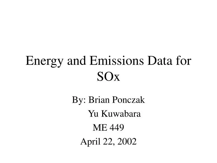 energy and emissions data for sox