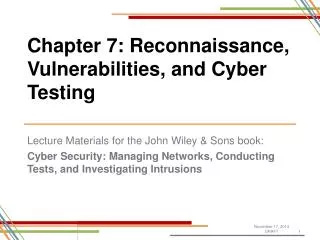Chapter 7: Reconnaissance, Vulnerabilities, and Cyber Testing