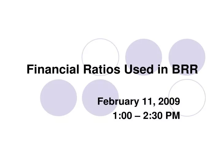 financial ratios used in brr