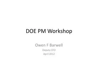 DOE PM Workshop