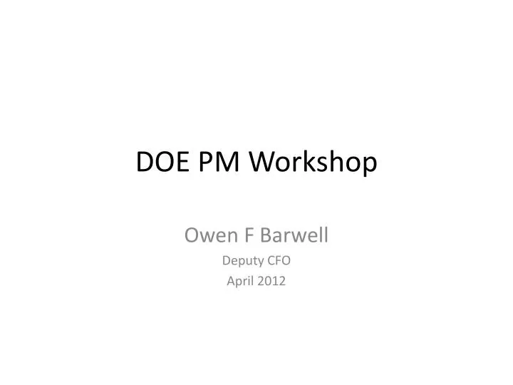 doe pm workshop