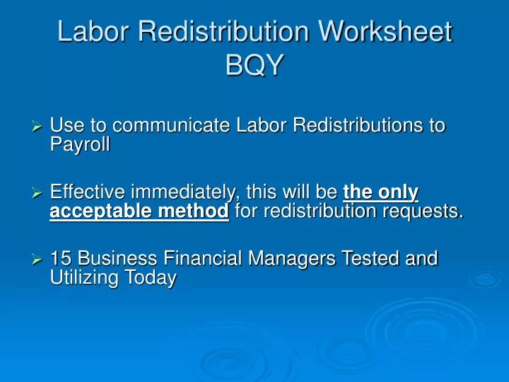 labor redistribution worksheet bqy