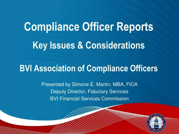 compliance officer reports key issues considerations bvi association of compliance officers