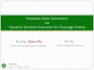 Database State Generation via Dynamic Symbolic Execution for Coverage Criteria