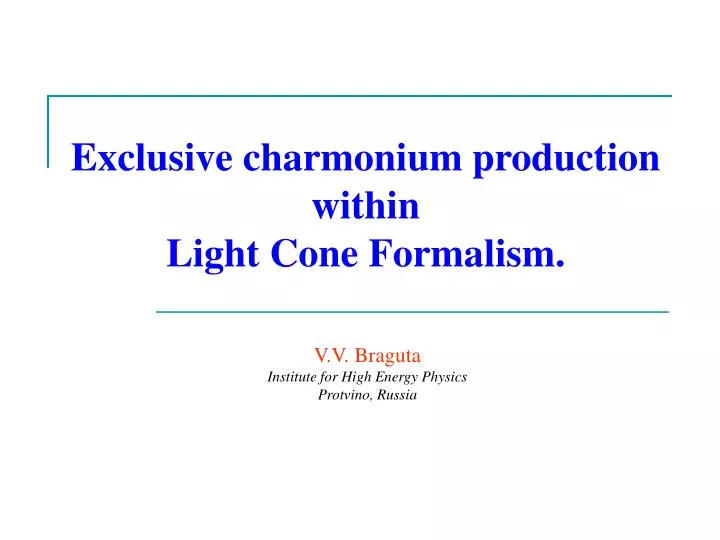 exclusive charmonium production within light cone formalism