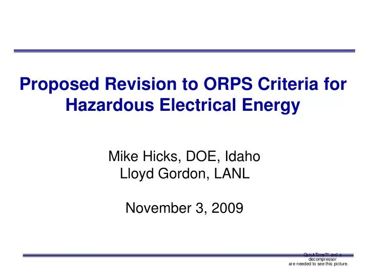proposed revision to orps criteria for hazardous electrical energy