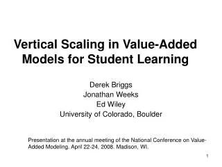 Vertical Scaling in Value-Added Models for Student Learning
