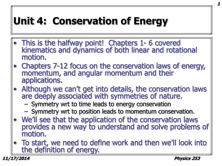 unit 4 conservation of energy