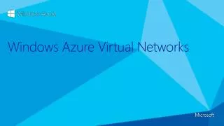 Windows Azure Virtual Networks