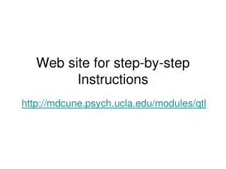 Web site for step-by-step Instructions