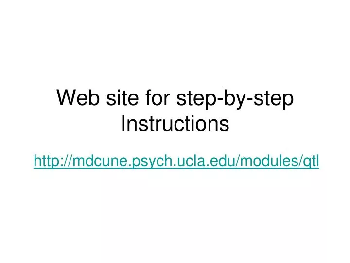 web site for step by step instructions