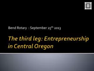 The third leg: Entrepreneurship in Central Oregon