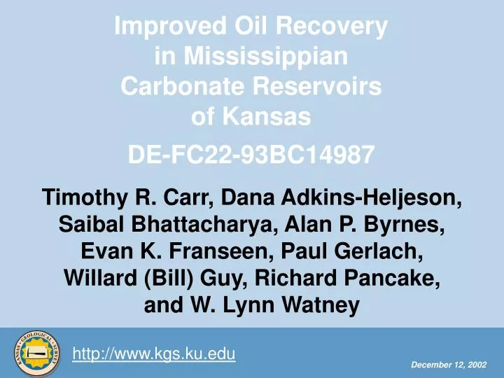 improved oil recovery in mississippian carbonate reservoirs of kansas de fc22 93bc14987