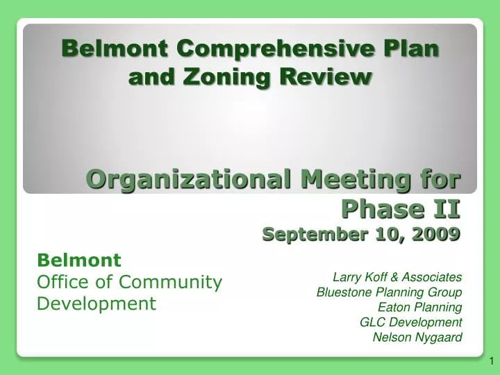organizational meeting for phase ii september 10 2009