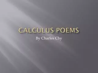 Calculus Poems