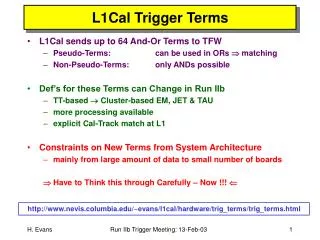 L1Cal Trigger Terms