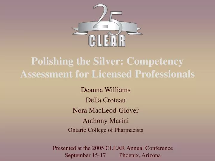 polishing the silver competency assessment for licensed professionals