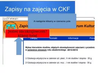 zapisy na zaj cia w ckf