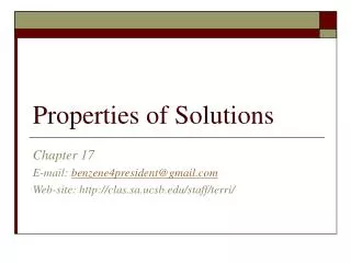 Properties of Solutions