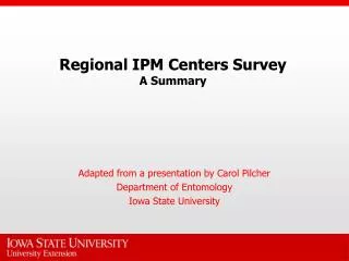 Regional IPM Centers Survey A Summary