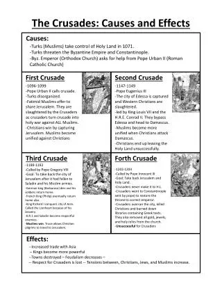 The Crusades: Causes and Effects