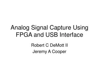 Analog Signal Capture Using FPGA and USB Interface