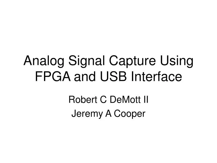 analog signal capture using fpga and usb interface