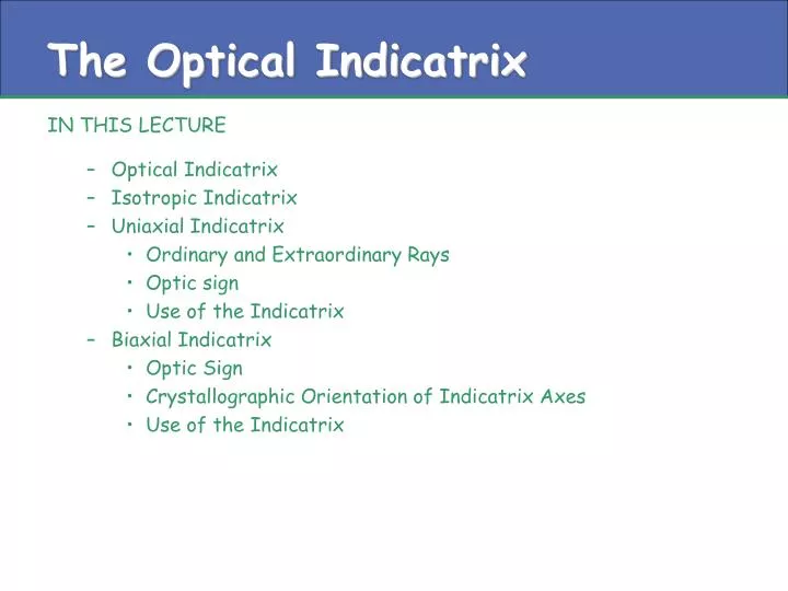 the optical indicatrix