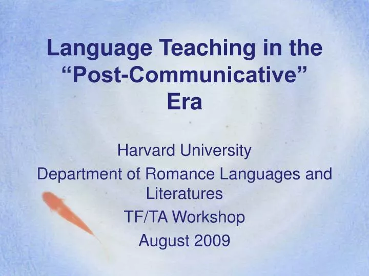 language teaching in the post communicative era
