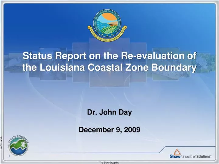 status report on the re evaluation of the louisiana coastal zone boundary