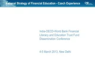 National Strategy of Financial Education - Czech Experience