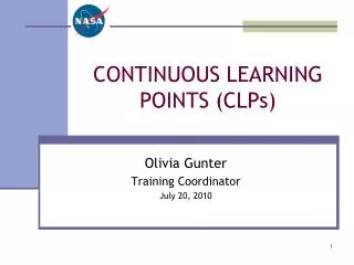 CONTINUOUS LEARNING POINTS (CLPs)