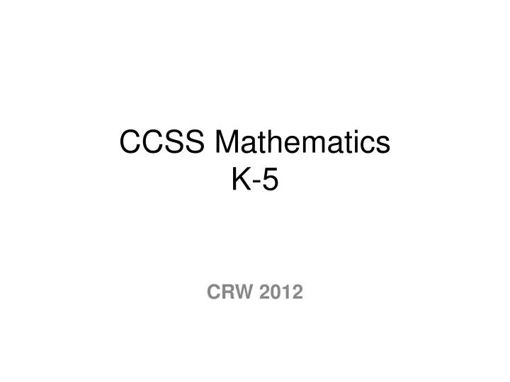 ccss mathematics k 5