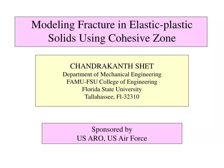 modeling fracture in elastic plastic solids using cohesive zone