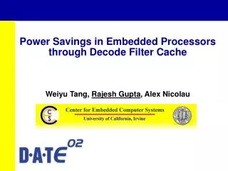 Power Savings in Embedded Processors through Decode Filter Cache