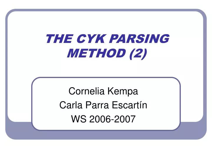 the cyk parsing method 2