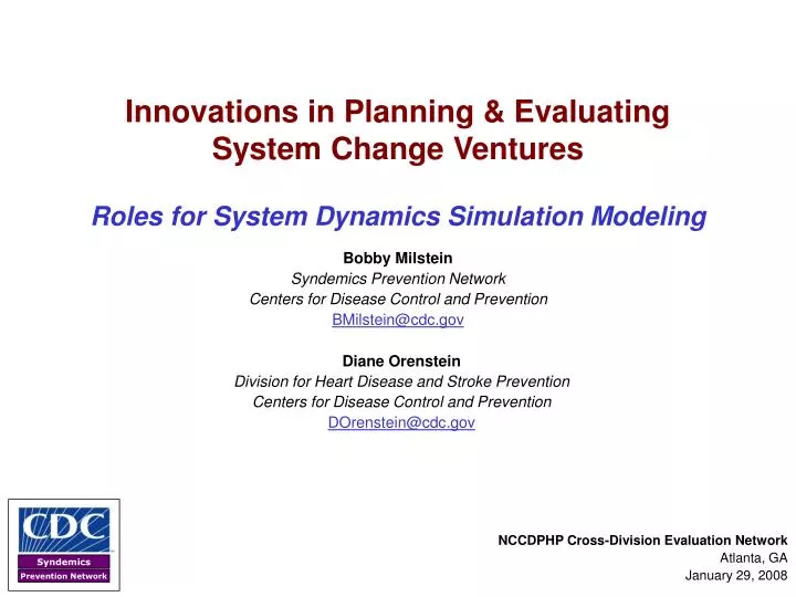 innovations in planning evaluating system change ventures