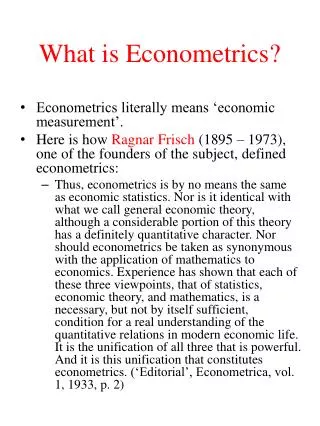 What is Econometrics?
