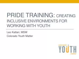 PRIDE TRAINING: Creating inclusive environments for working with youth