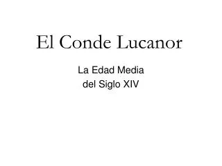 el conde lucanor