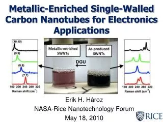 Metallic-Enriched Single-Walled Carbon Nanotubes for Electronics Applications