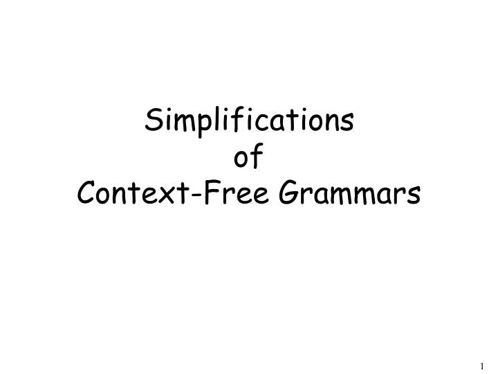 simplifications of context free grammars