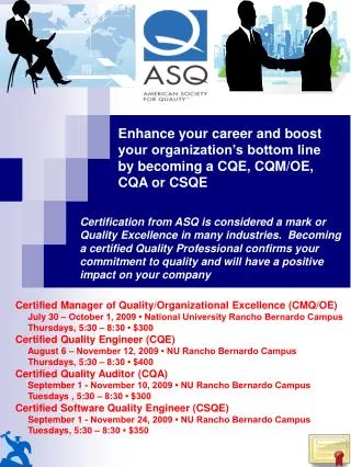 Certified Manager of Quality/Organizational Excellence (CMQ/OE)