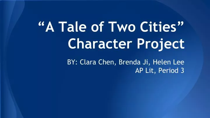 a tale of two cities character project