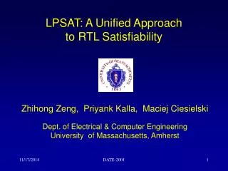 LPSAT: A Unified Approach to RTL Satisfiability