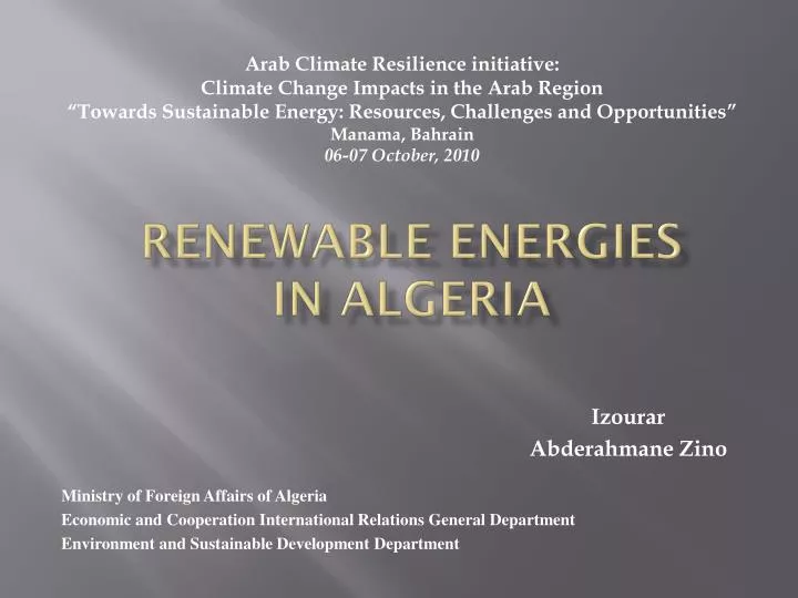 renewable energies in algeria