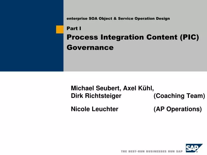 enterprise soa object service operation design part i process integration content pic governance