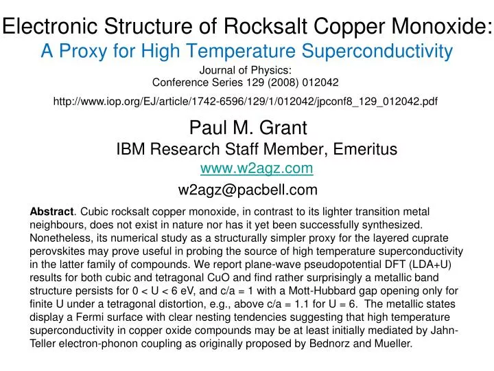 electronic structure of rocksalt copper monoxide a proxy for high temperature superconductivity